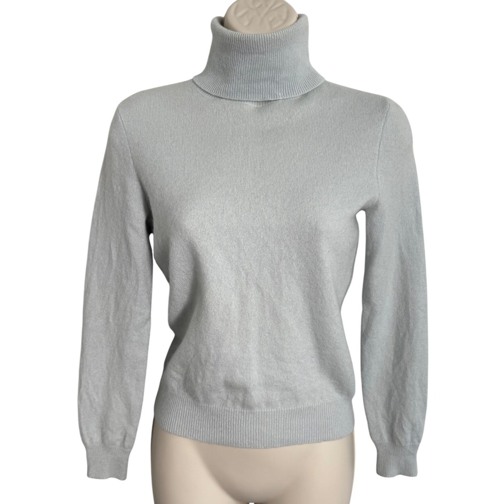 Ralph Lauren Cashmere Turtleneck Sweater Light Blue Mint Sz XS Pullover